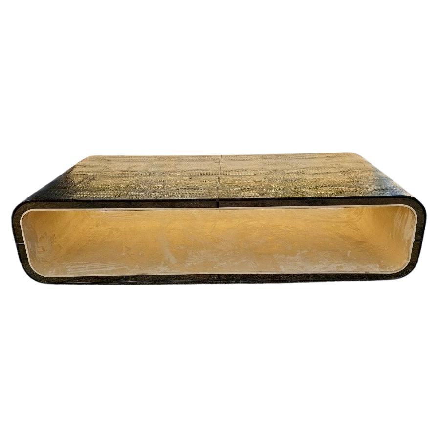 Late 20th Century Vintage 1980s Karl Springer-Style Crocodile Leather Coffee Table