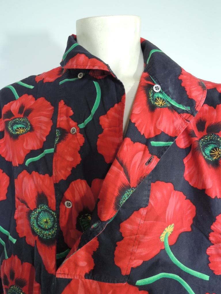 De los hombres Camisa jersey vintage KENZO de algodón con estampado floral de amapolas de los años 80