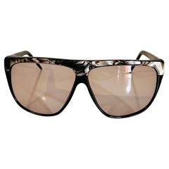 Occhiali da sole vintage anni '80 Laura Biagiotti neri con dettagli argento effetto marmo