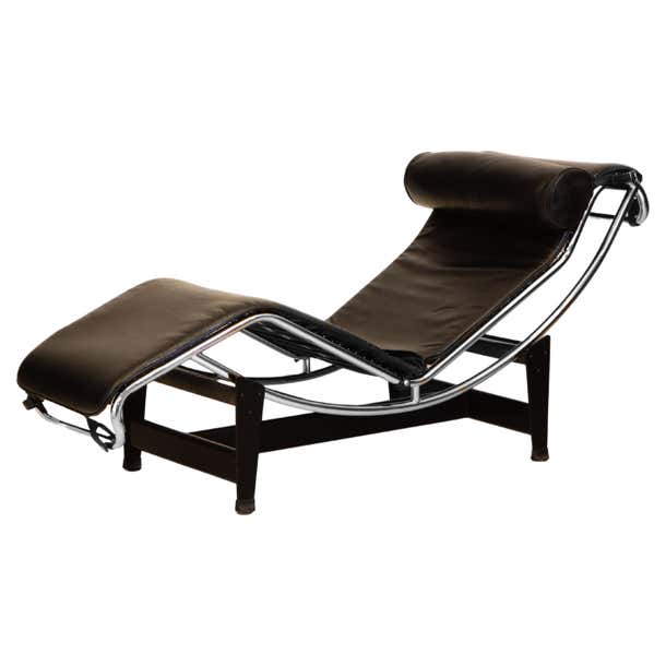 Vintage 1980s LC4 Leather and Chrome Le Corbusier Style Chaise Lounge ...