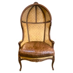 Vintage 1980's Leather & Swede Balloon Style Studded Chair
