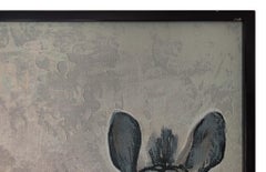 Pintura vintage al óleo sobre lienzo de Lee Reynolds de los años 80 que representa "Un celo de cebras"