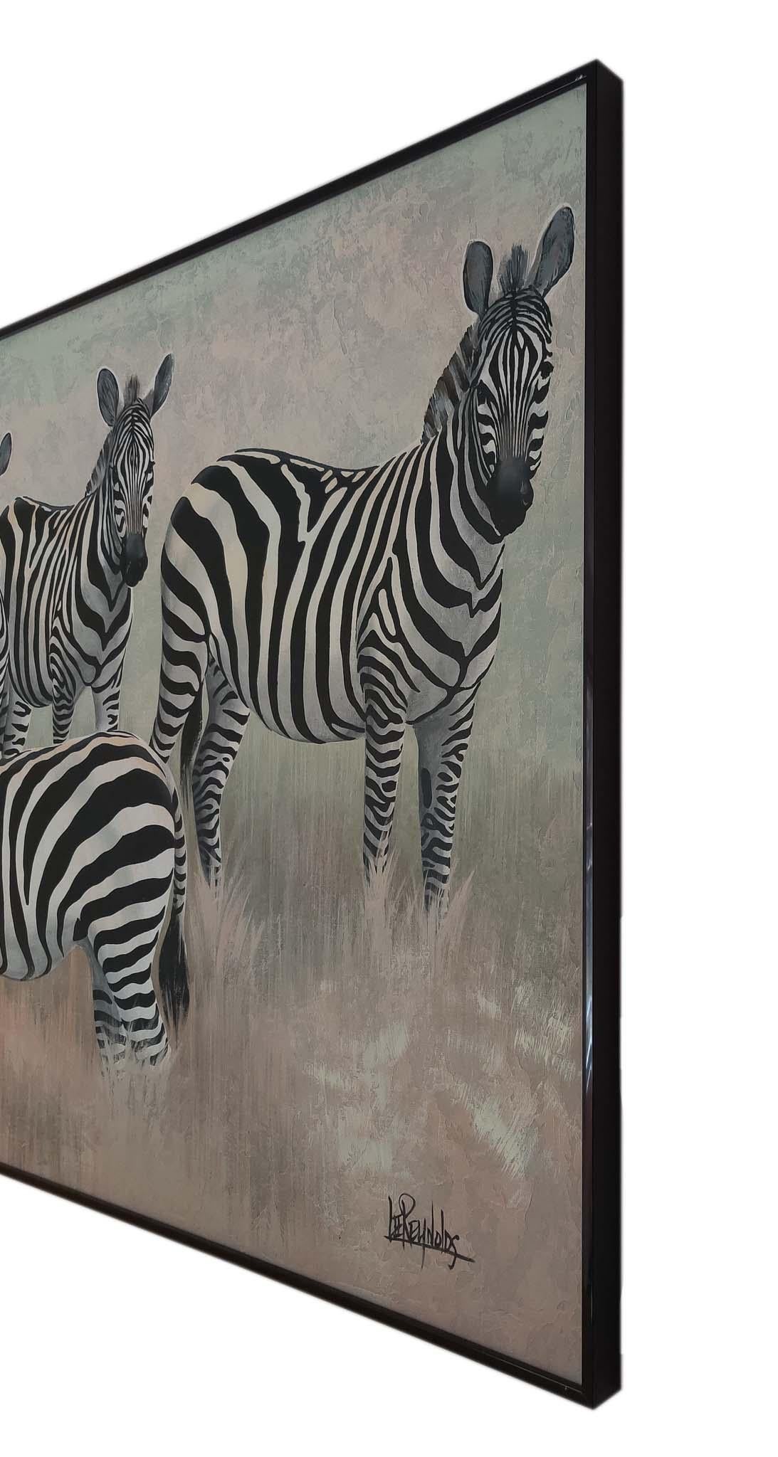 Vintage-Gemälde „A Zeal of Zebras“, Öl auf Leinwand, 1980er Jahre, von Lee Reynolds (amerikanisch) im Angebot