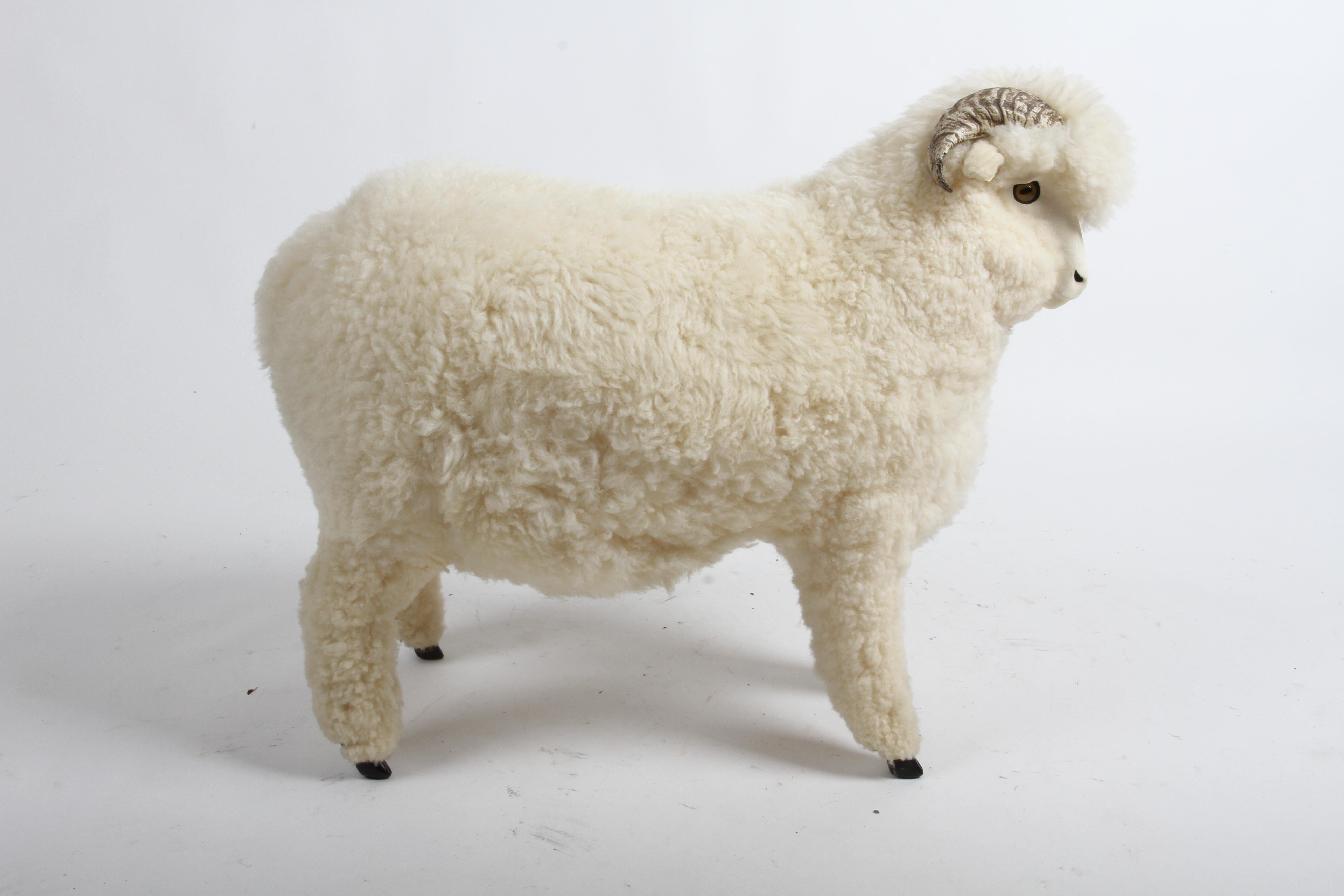 Vintage 1980s Life-Size Sheep Sculpture Ottoman or Footstool by Joel Donahoe For Sale 2