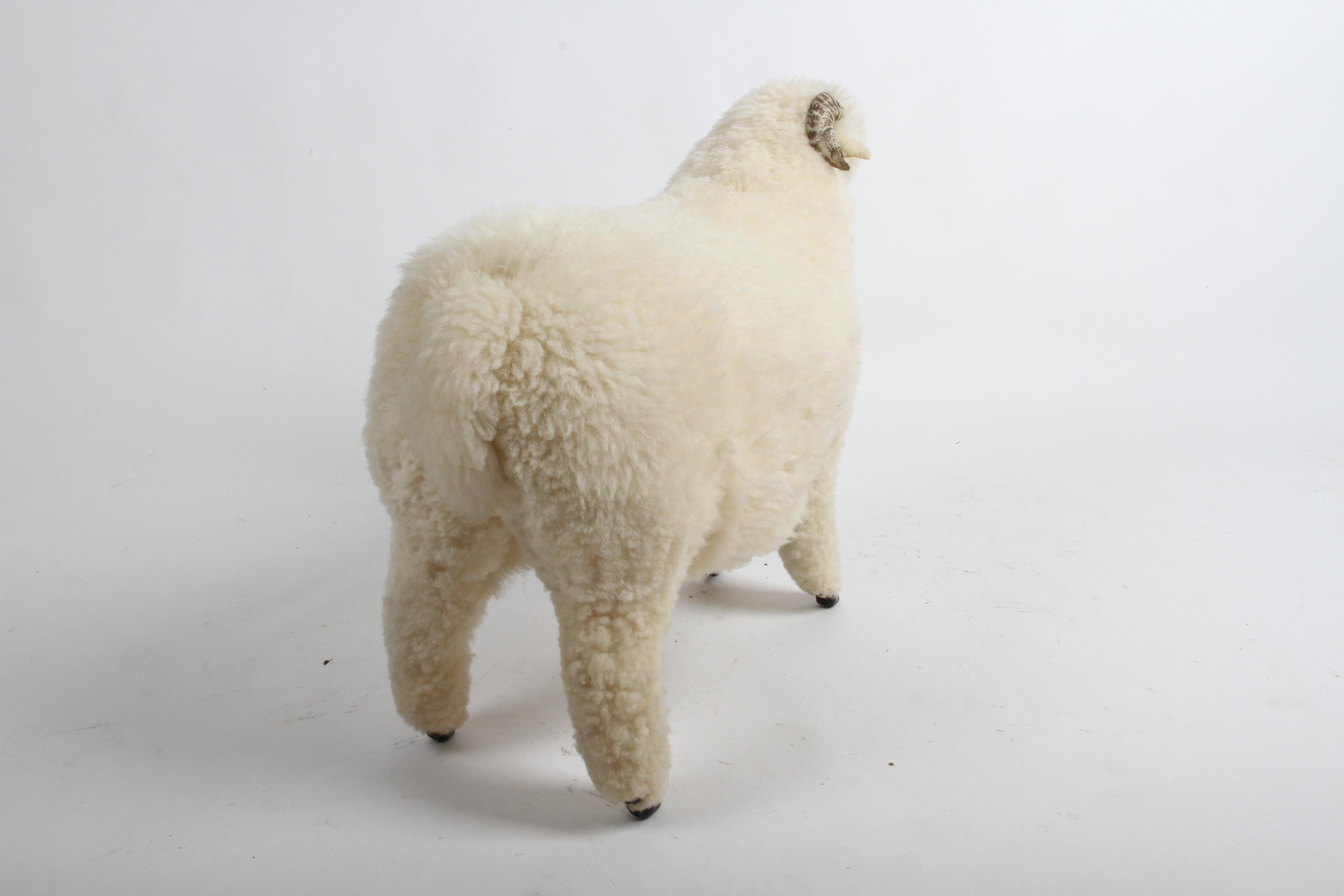 Vintage 1980s Life-Size Sheep Sculpture Ottoman or Footstool by Joel Donahoe For Sale 4