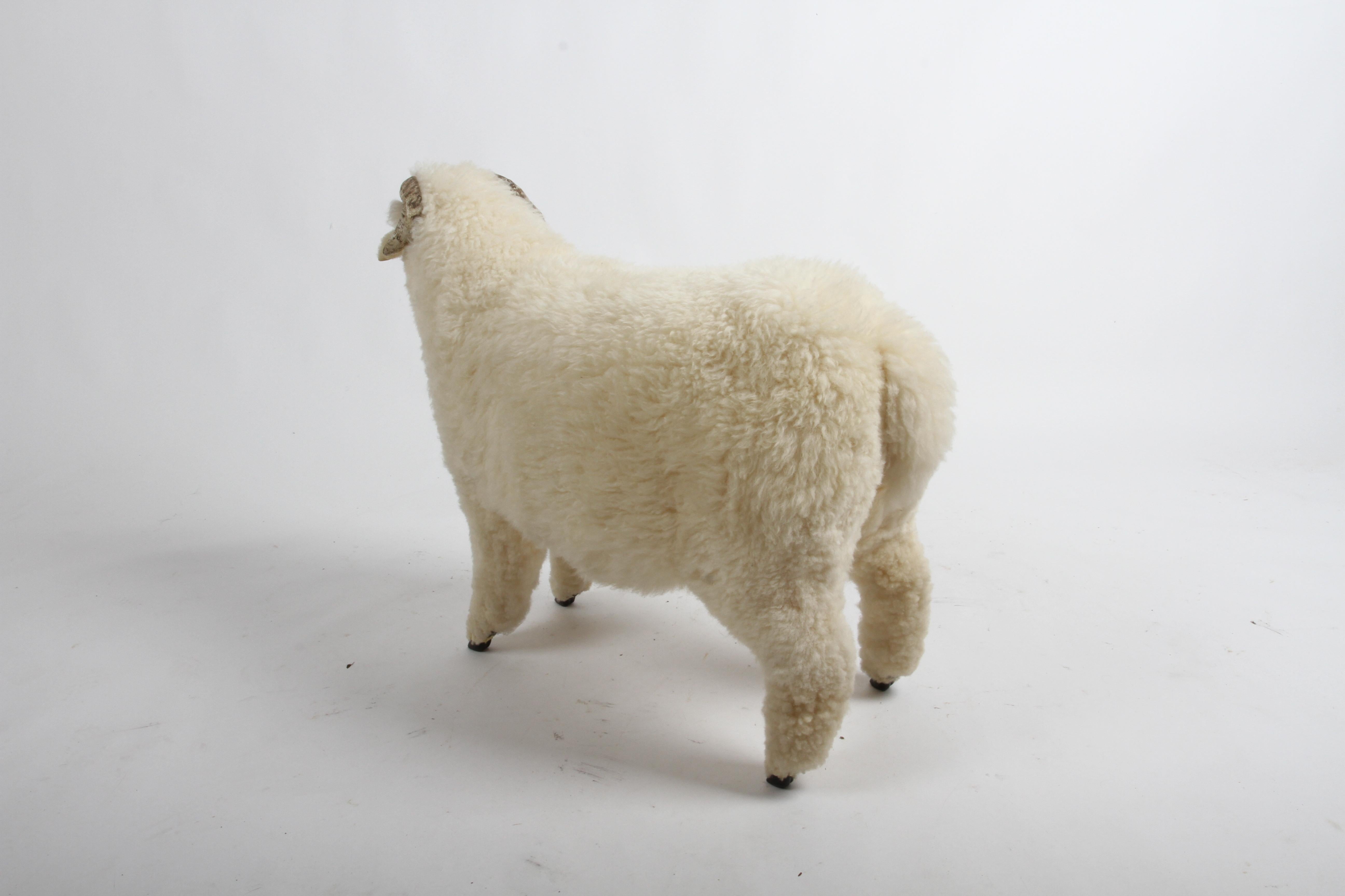 Vintage 1980s Life-Size Sheep Sculpture Ottoman or Footstool by Joel Donahoe For Sale 6