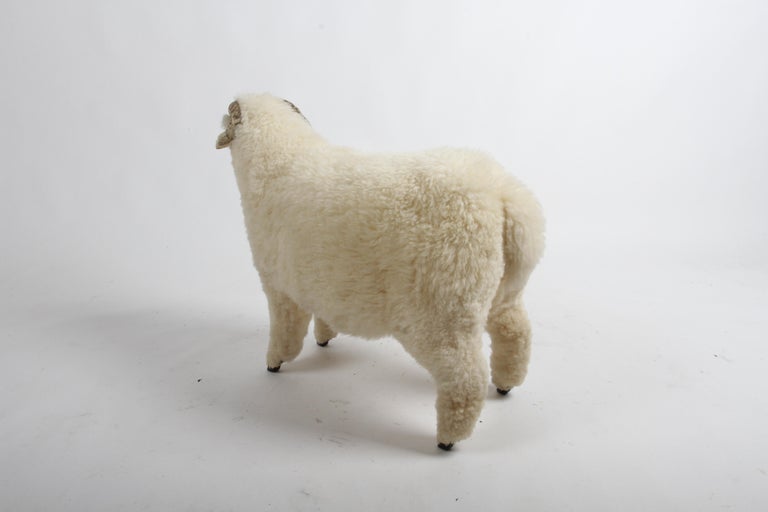 Vintage 1980s Life-Size Sheep Sculpture Ottoman or Footstool by Joel Donahoe For Sale 9