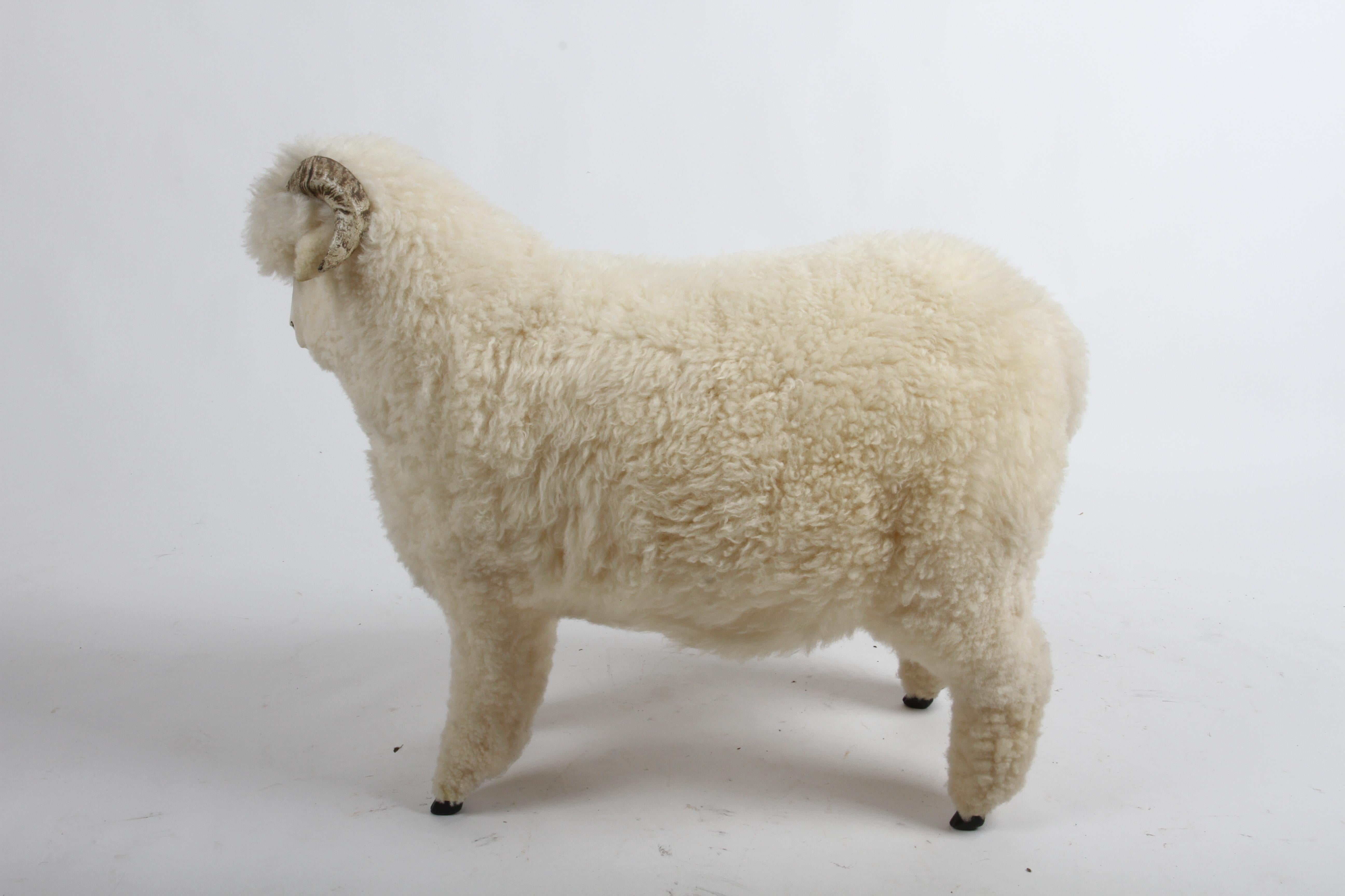 Vintage 1980s Life-Size Sheep Sculpture Ottoman or Footstool by Joel Donahoe For Sale 8