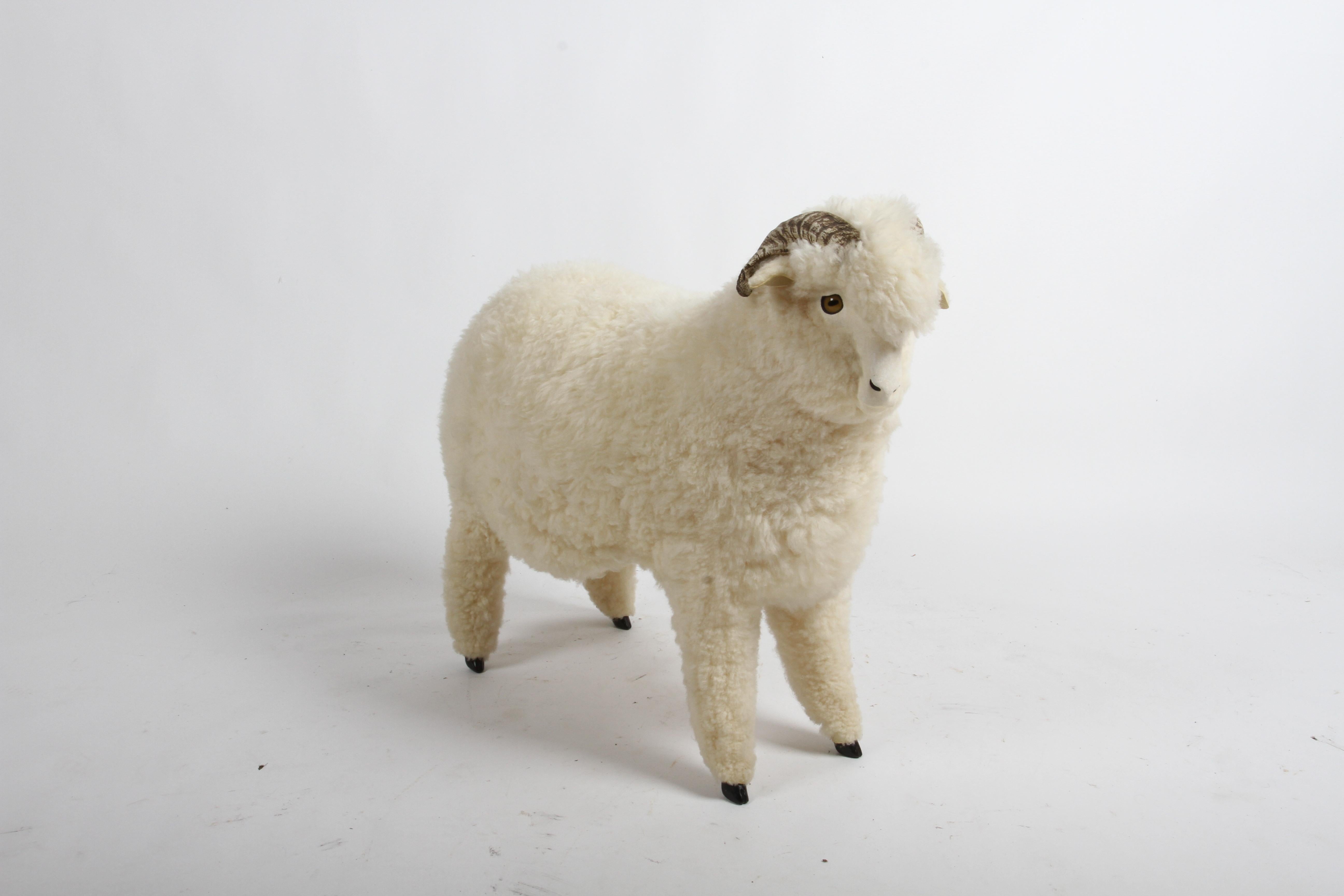 Late 20th Century Vintage 1980s Life-Size Sheep Sculpture Ottoman or Footstool by Joel Donahoe For Sale