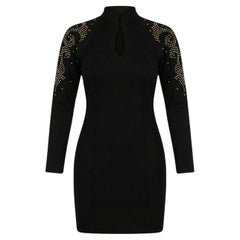 Vintage 1980s Lillie Rubin Studded Mock-Neck Cocktail Dress - Made in USA