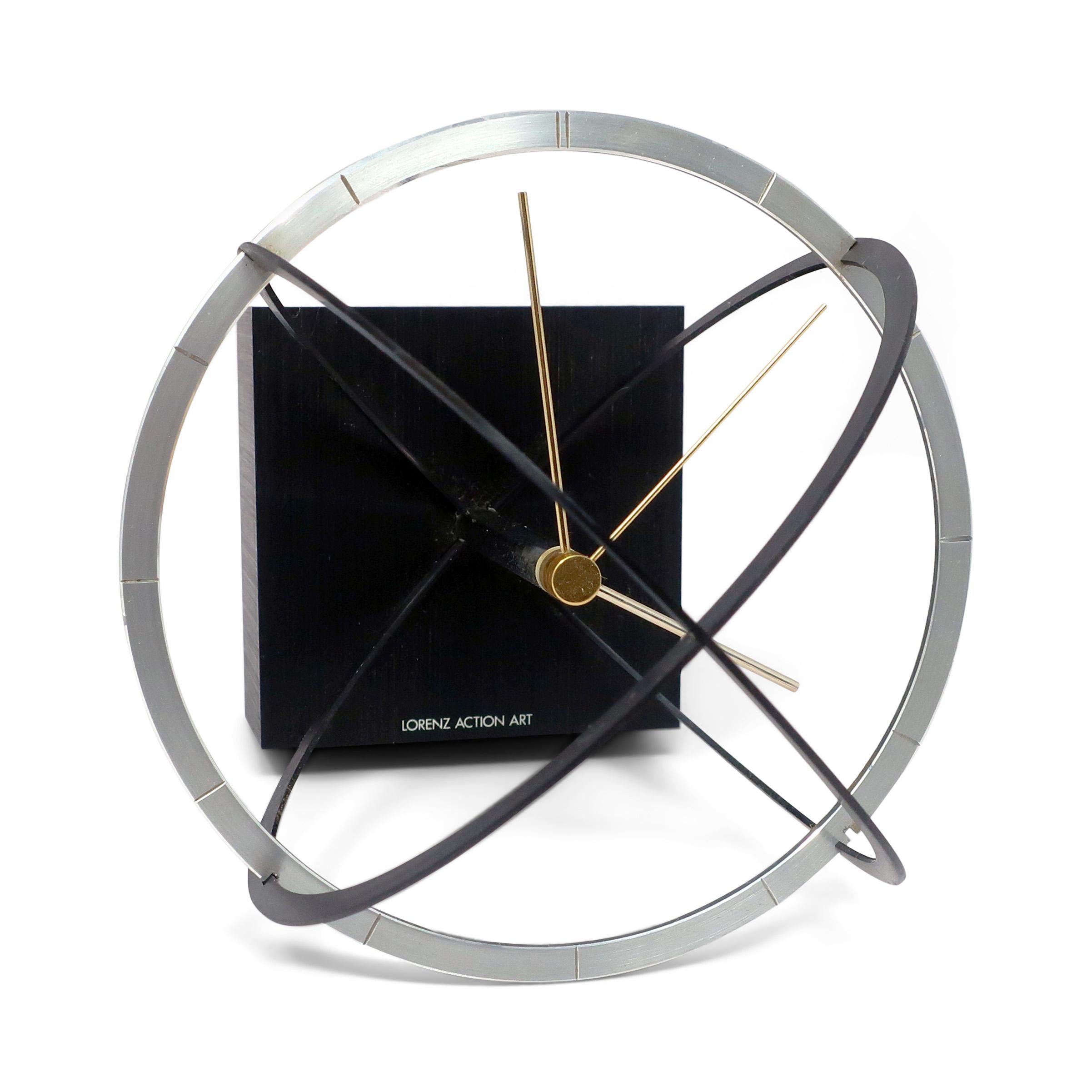 Metal Vintage 1980s Lorenz Action Art Table/Wall Clock For Sale