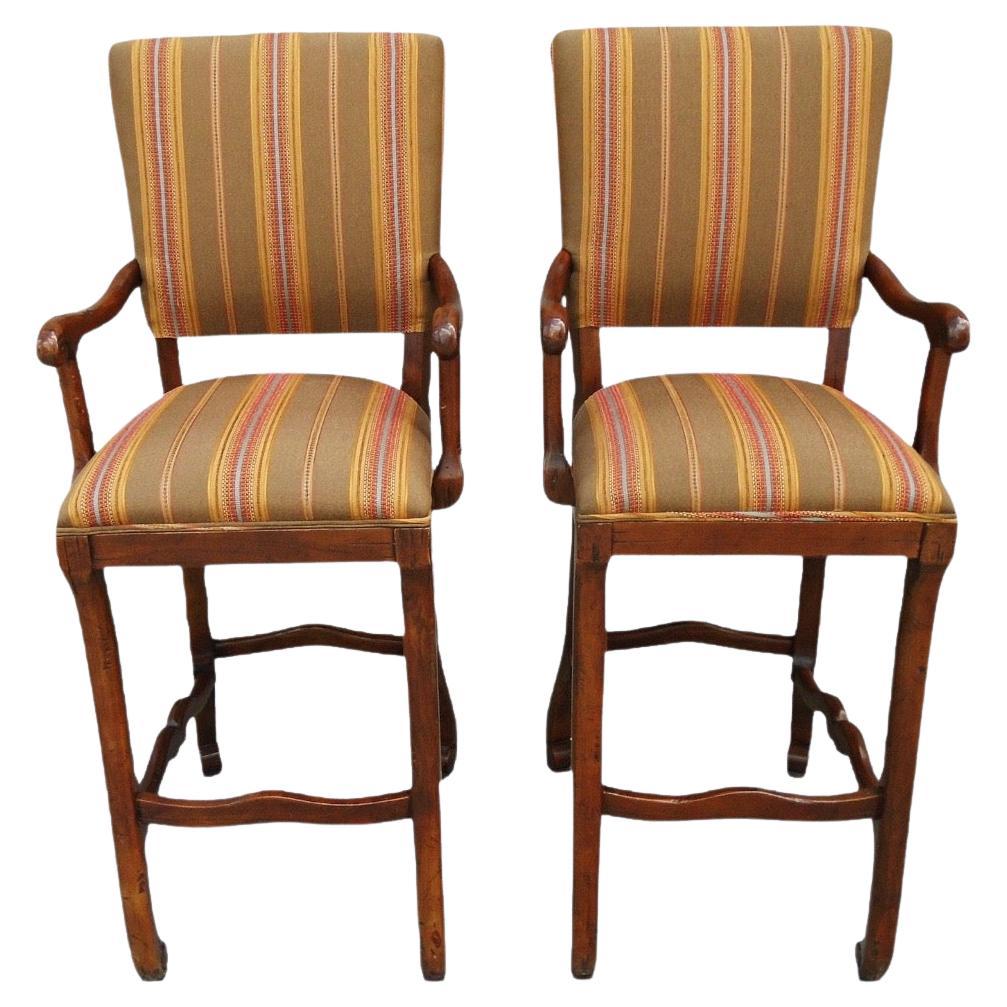 Vintage 1980’s Lorts Wooden/Fabric Bar Stools 'Pair' For Sale