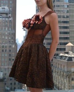 Vintage 1980 Harold Corset Bodice Bubble Dress with Ribbon Appliqué