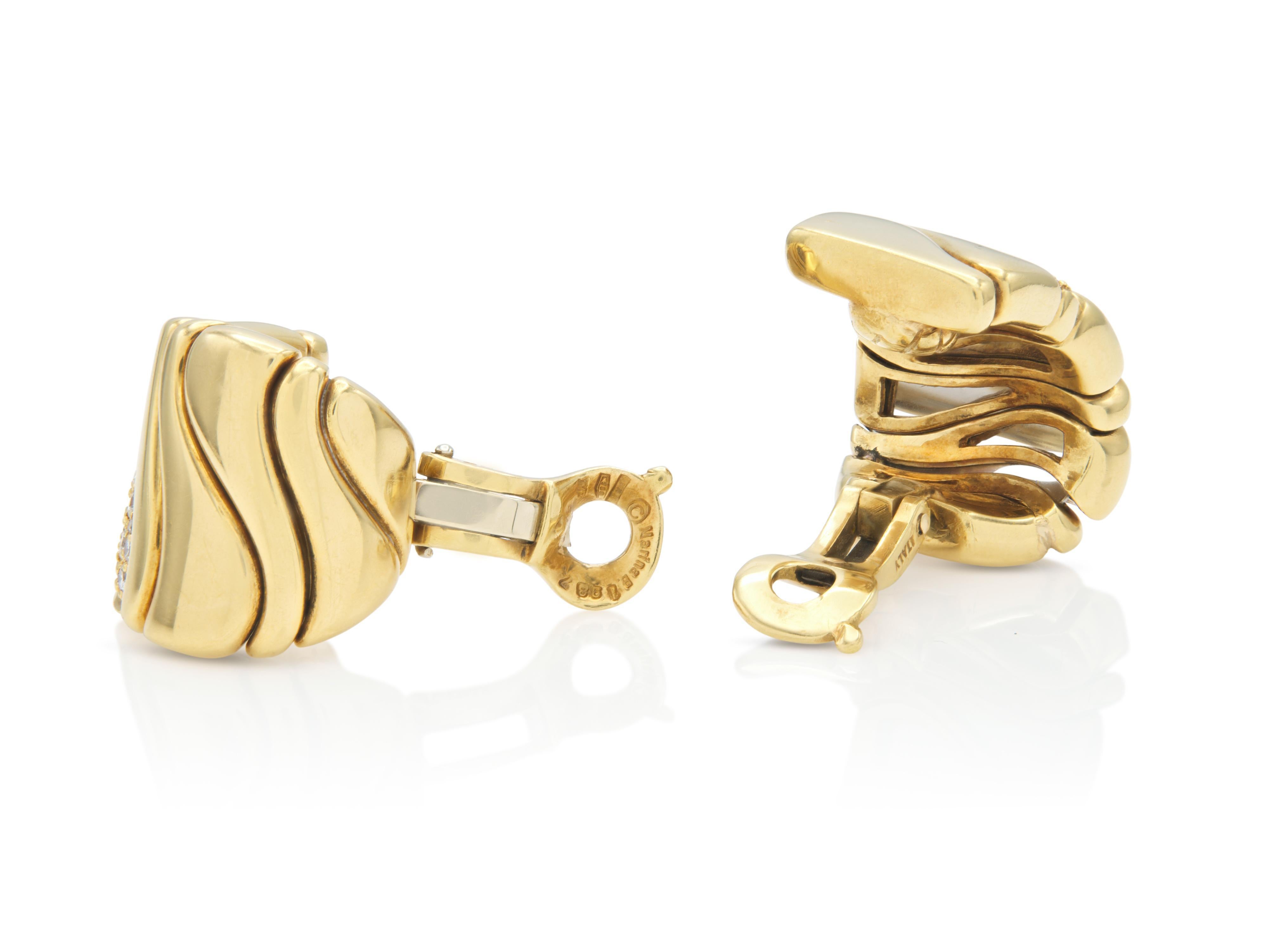 Pendientes vintage Marina B Karen de los años 80 con diamantes en Bueno estado para la venta en New York, NY