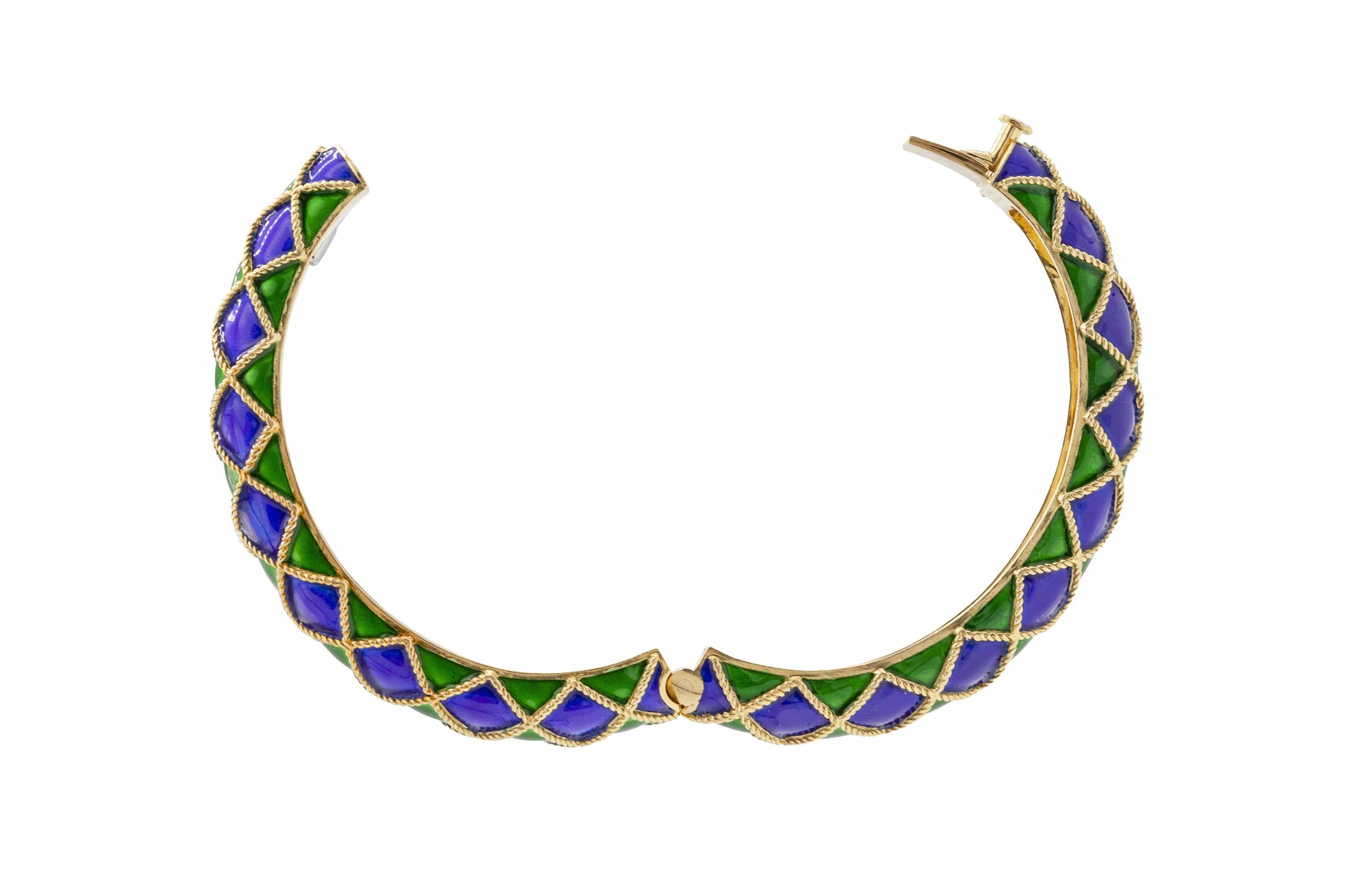 Pulsera brazalete esmaltada Mauboussin vintage años 80 en Bueno estado para la venta en New York, NY