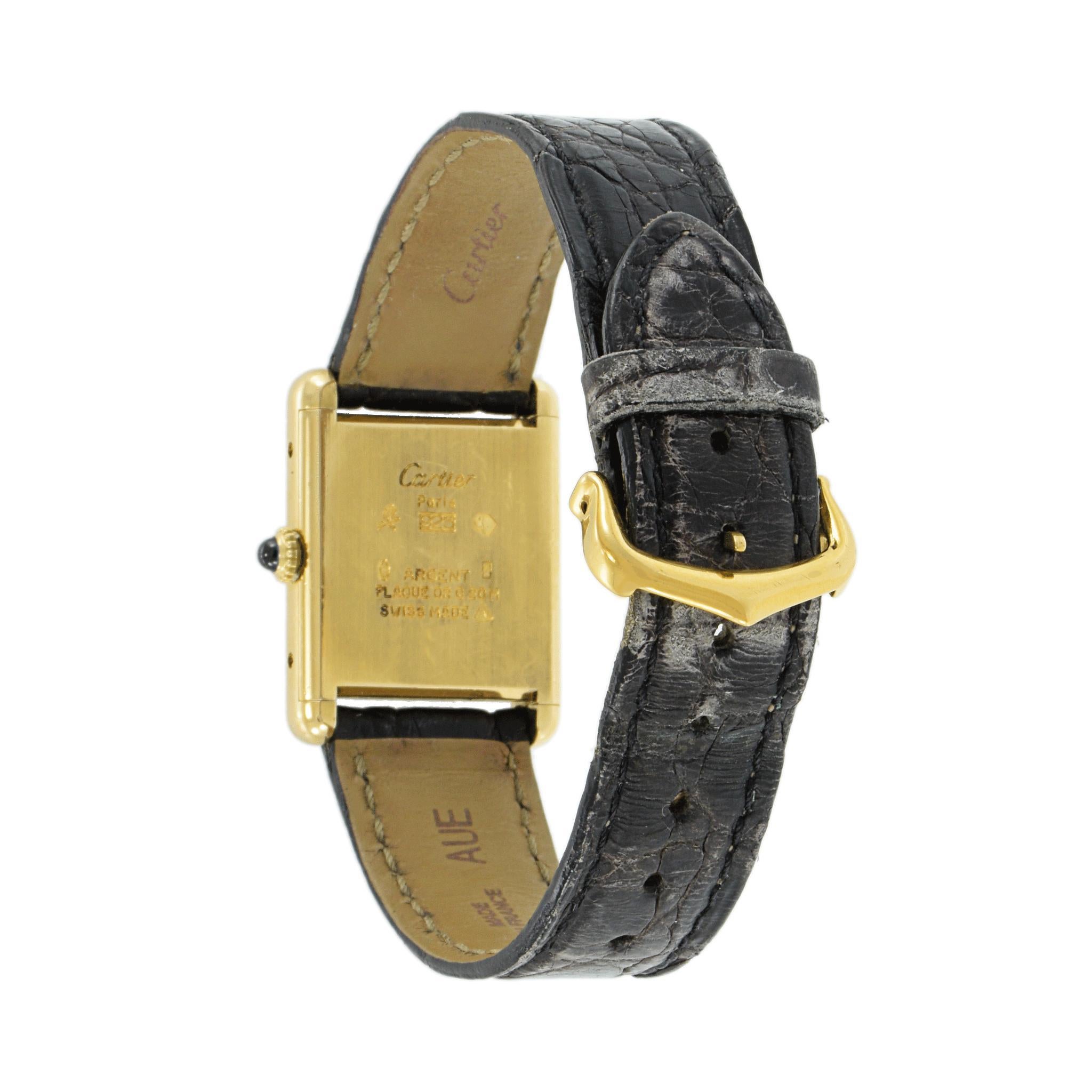 Vintage 1980’s Mechanical Must de Cartier Black Dial In Good Condition For Sale In New York, NY