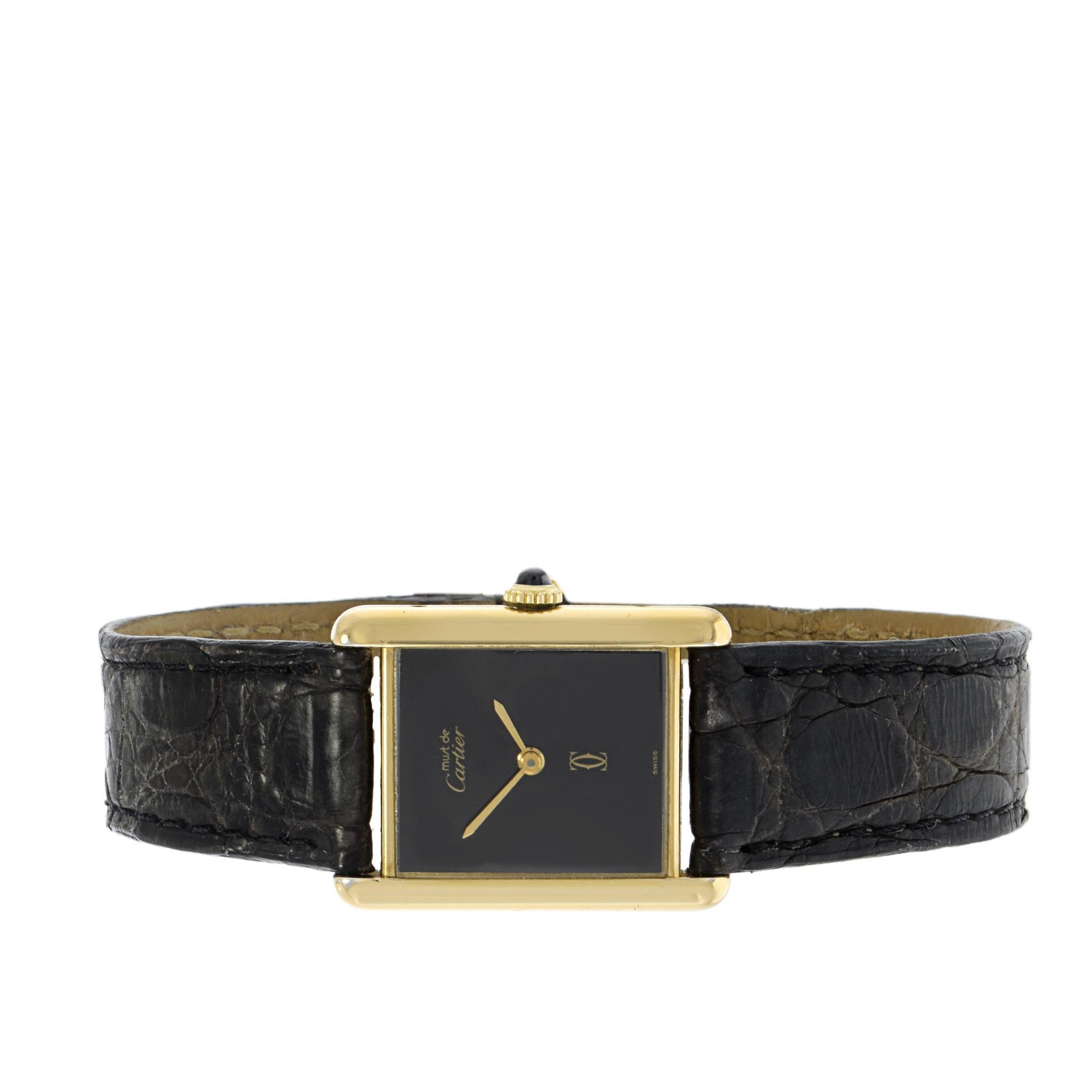Vintage 1980’s Mechanical Must de Cartier Black Dial For Sale 1