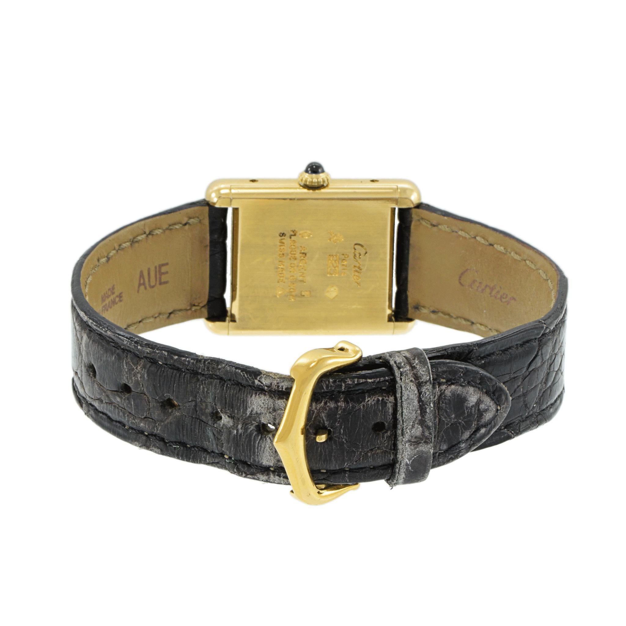 Vintage 1980’s Mechanical Must de Cartier Black Dial For Sale 2