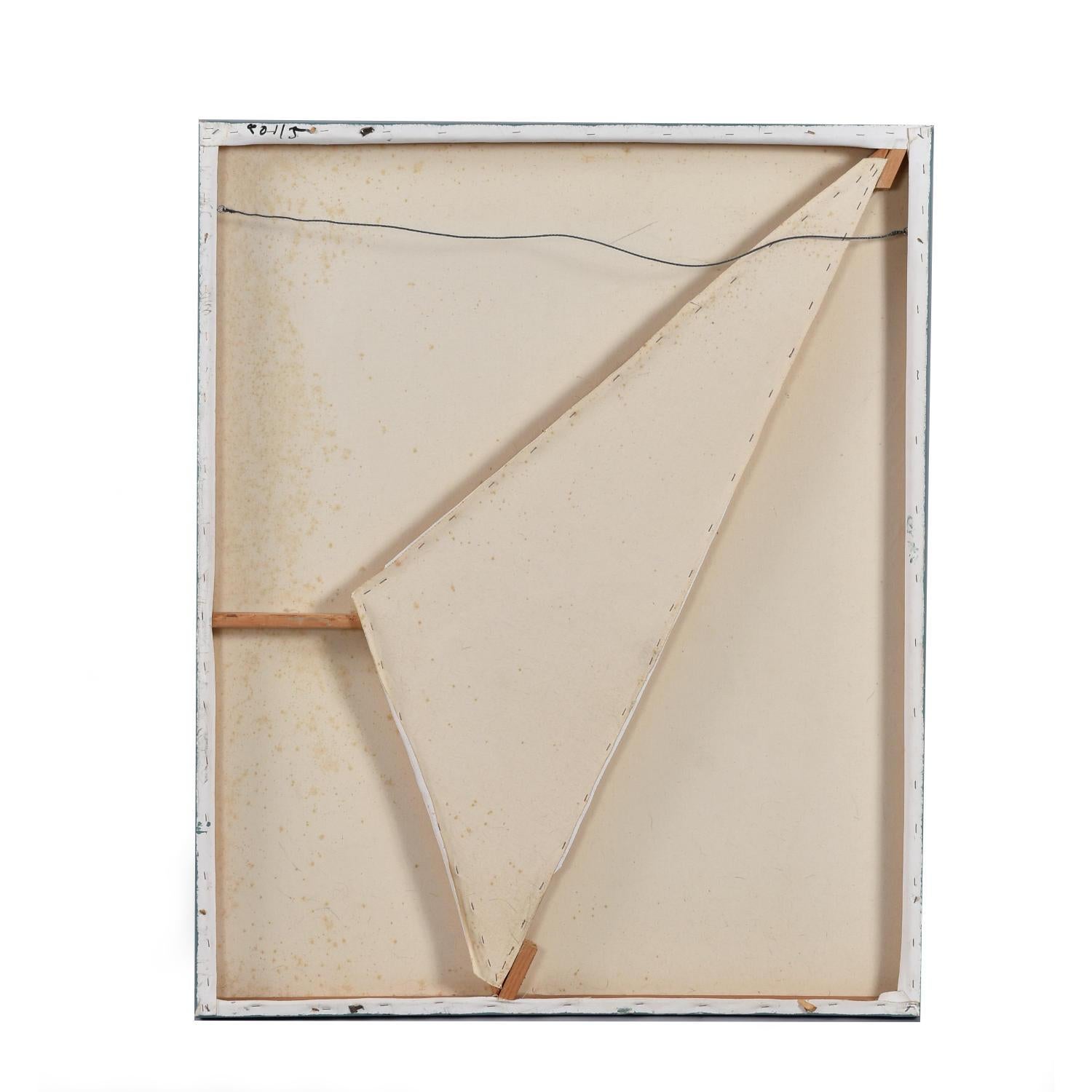 Vintage 1980er Jahre Memphis Stil 3D Abstrakt Geometrisch Mixed Media Combine Gemälde im Angebot 3