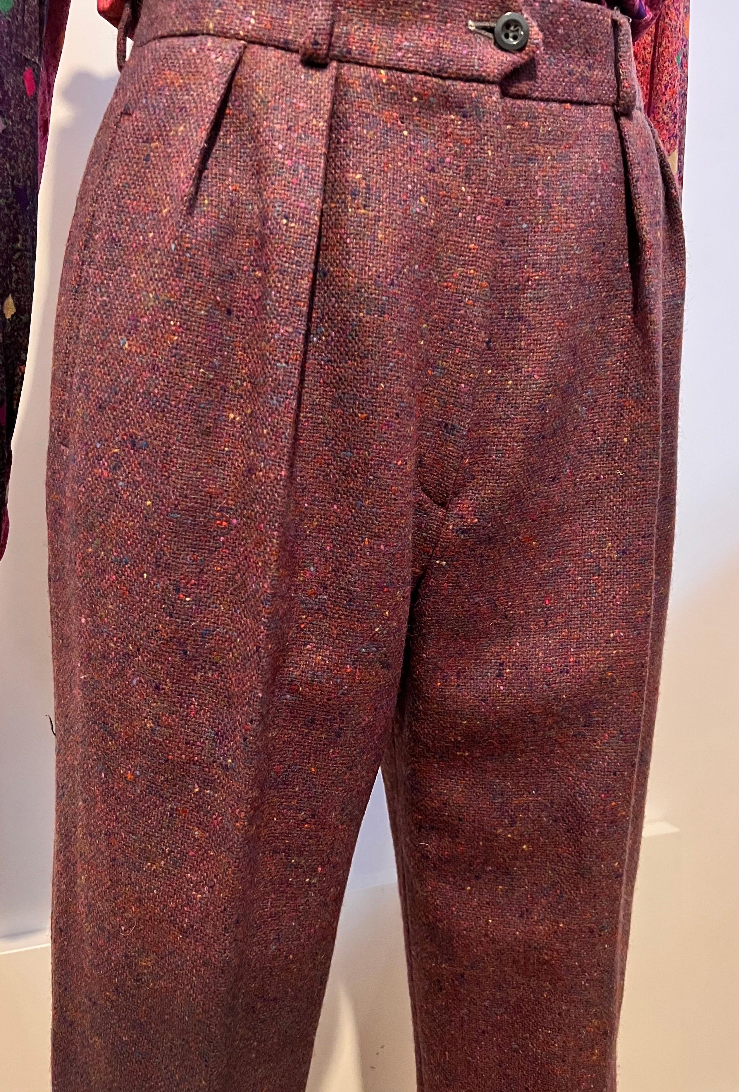 Black Vintage 1980’s Missoni 100% Italian wool tweed pleat front trousers For Sale