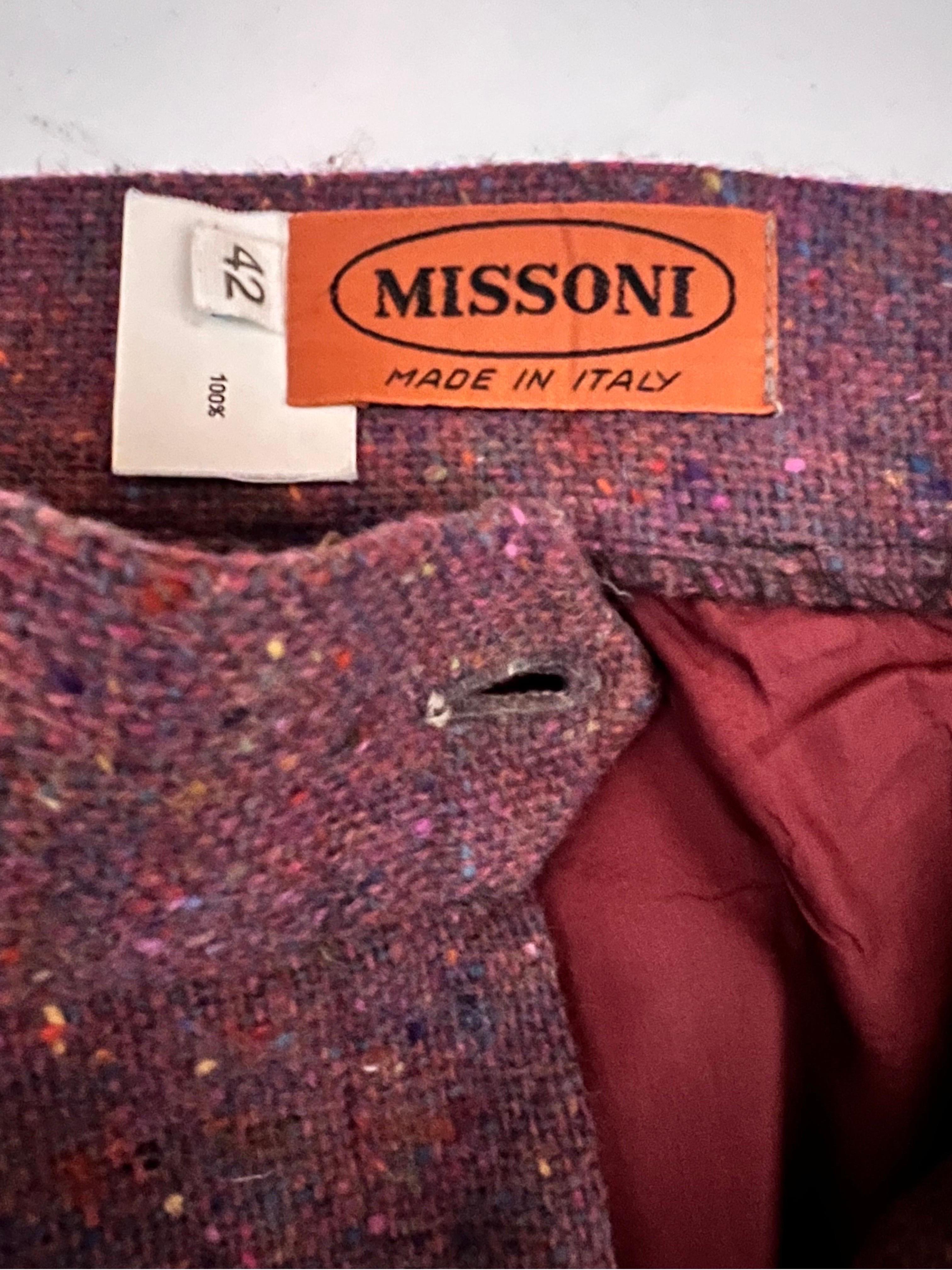 Vintage 1980’s Missoni 100% Italian wool tweed pleat front trousers For Sale 1