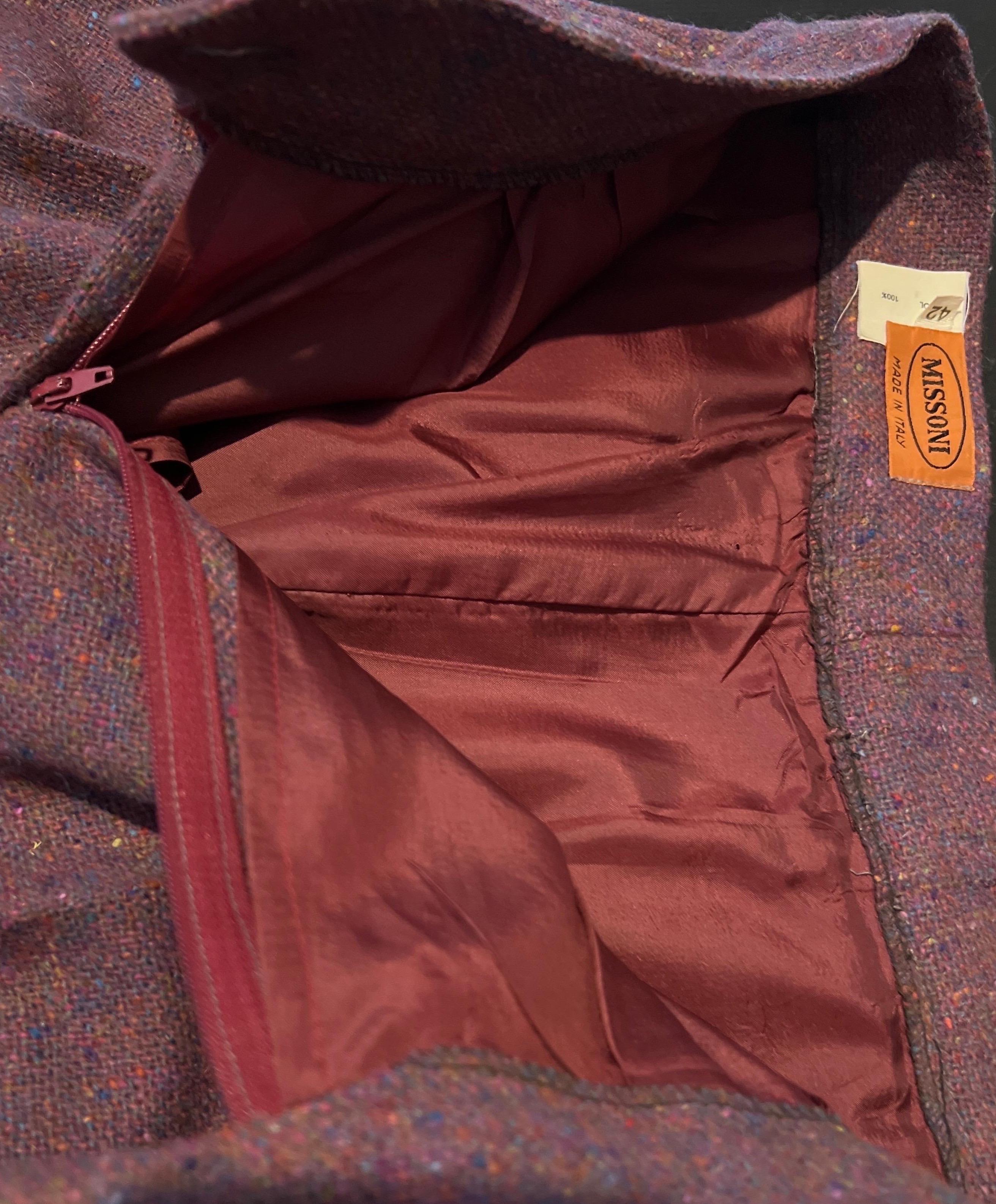 Vintage 1980’s Missoni 100% Italian wool tweed pleat front trousers For Sale 2