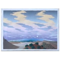 Vintage 1980s Modernist Desert Landscape Silkscreen by Arizona Artist Doug West