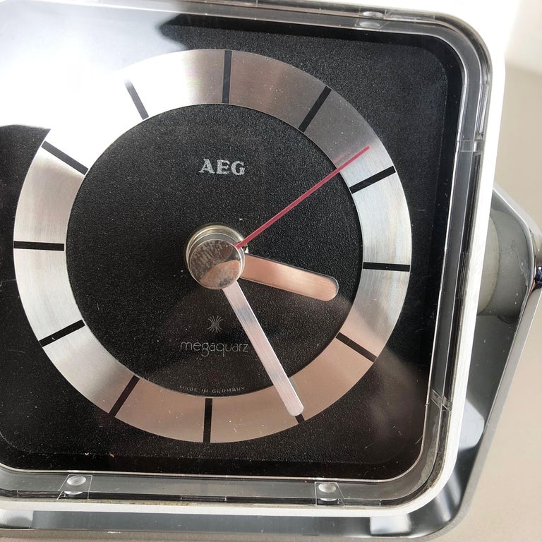 Vintage 1980s Modernist Space Age Megaquarz Metal Table Clock by AEG ...