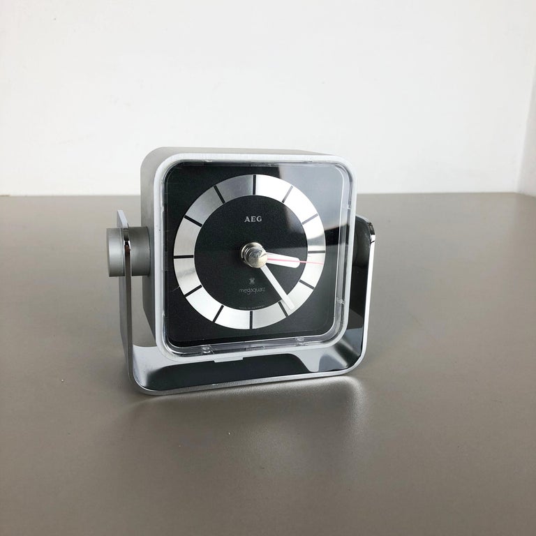 Vintage 1980s Modernist Space Age Megaquarz Metal Table Clock by AEG ...