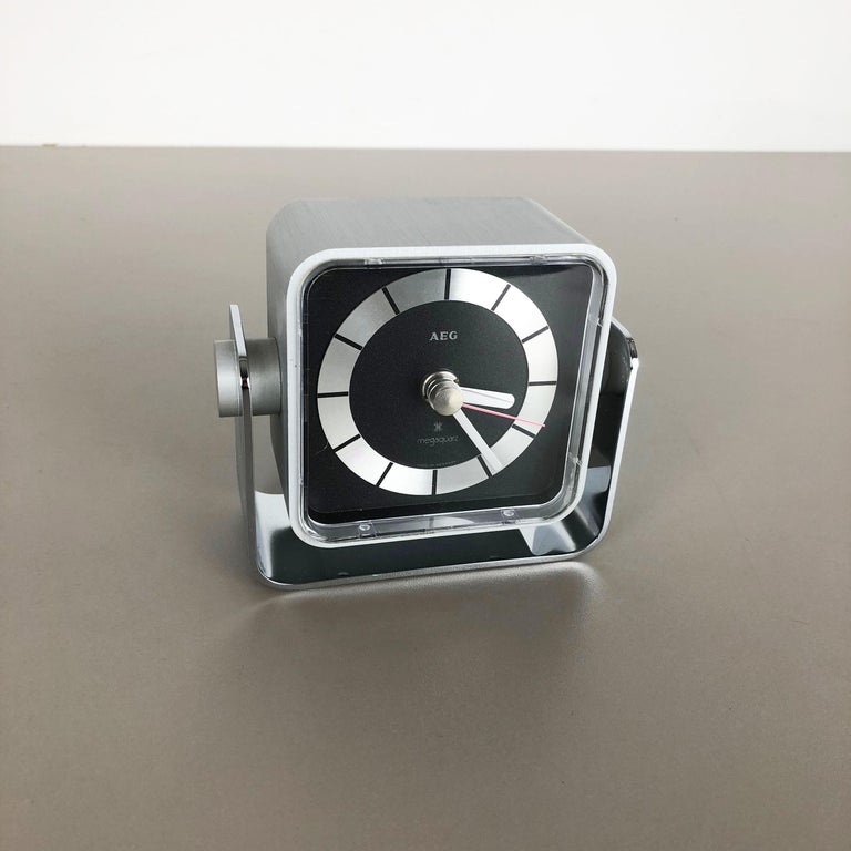 Vintage 1980s Modernist Space Age Megaquarz Metal Table Clock by AEG ...