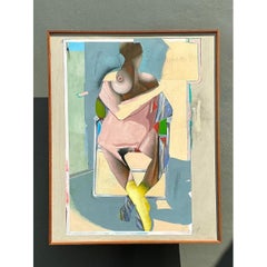 Vintage 1980s Monumental Abstract Figurative Soil on Canvas
