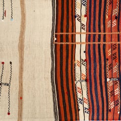 Vintage 1980s Moroccan Handmade Wool Rug – Warm Orange & Natural Beige