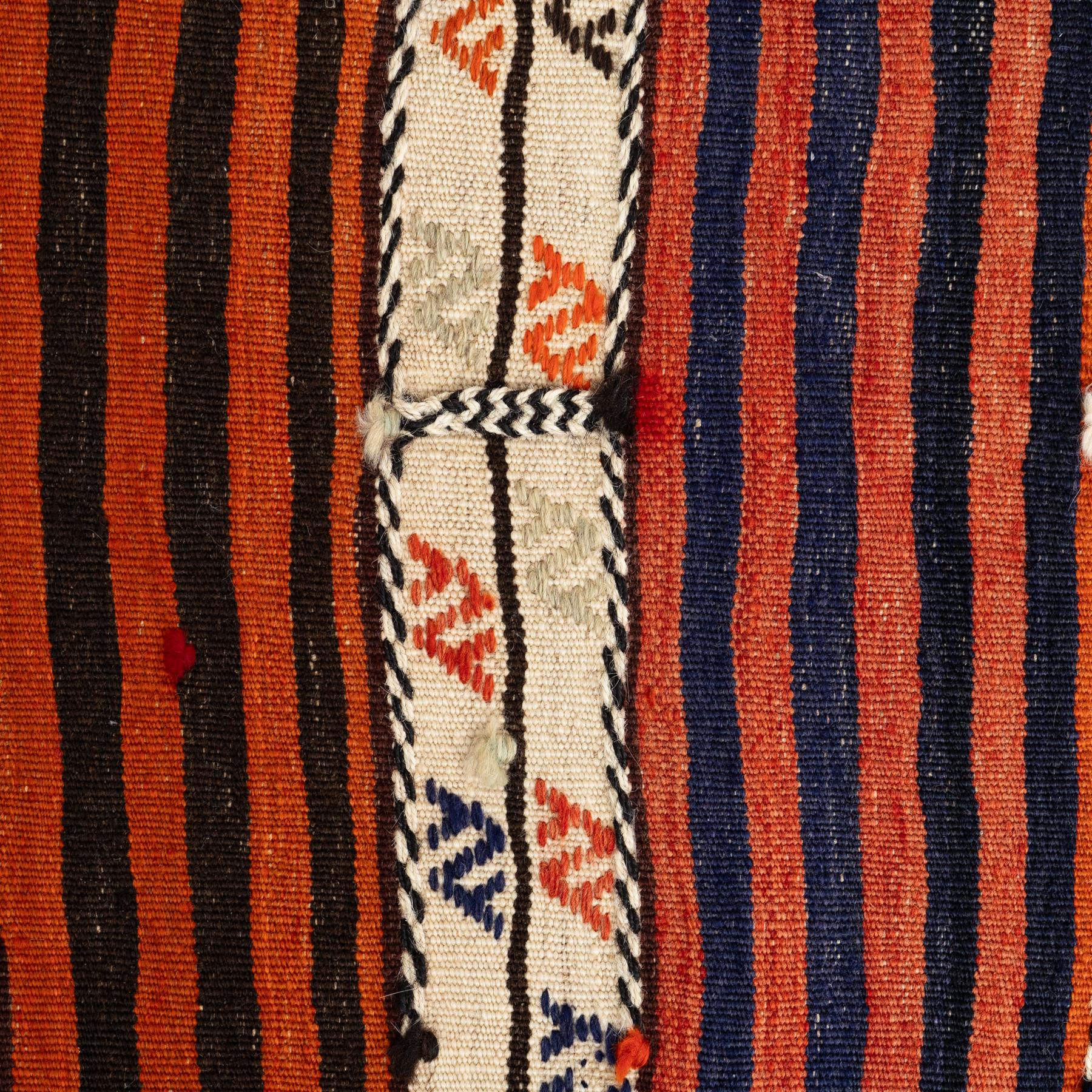 Mid-Century Modern Vintage 1980s Moroccan Handmade Wool Rug – Warm Orange & Natural Beige For Sale
