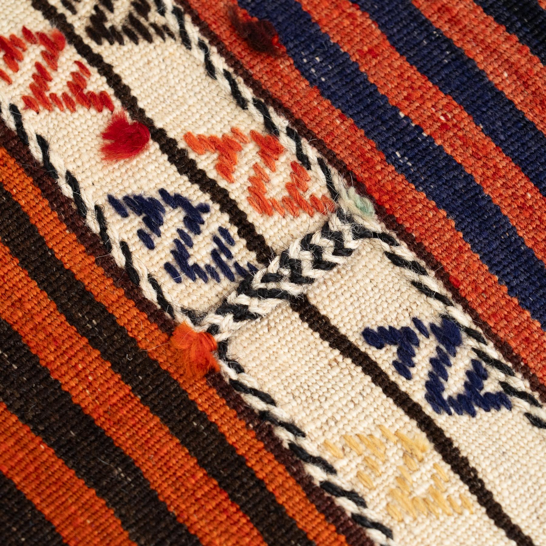Vintage 1980s Moroccan Handmade Wool Rug – Warm Orange & Natural Beige For Sale 2