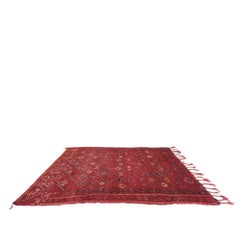 Vintage 1980s Moroccan Tribal Wool Boujaad Red Rug