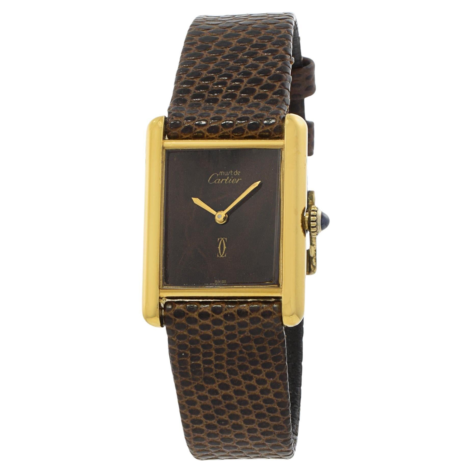 Vintage 1980's Must De Cartier Brown Dial