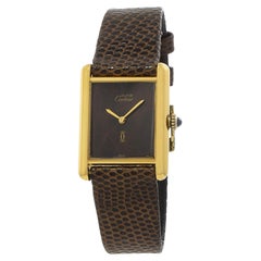 Vintage Años 80 Must de Cartier Esfera Marrón