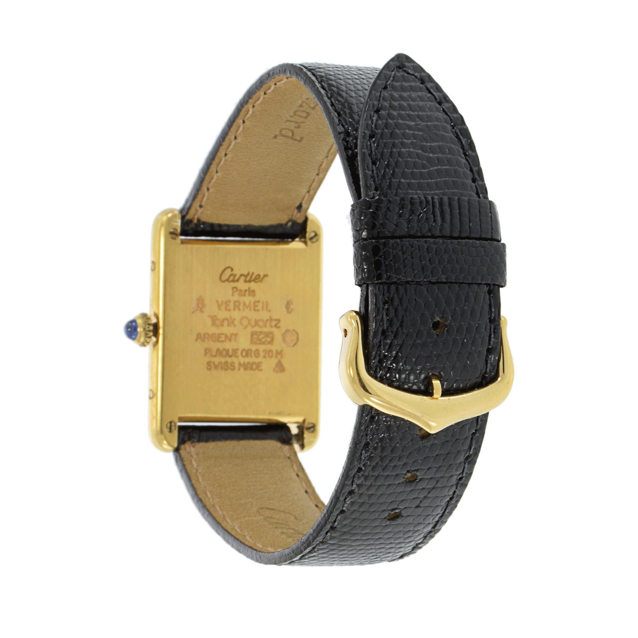 Vintage 1980's Must De Cartier Silver Opaline Dial Quartz In Good Condition In New York, NY