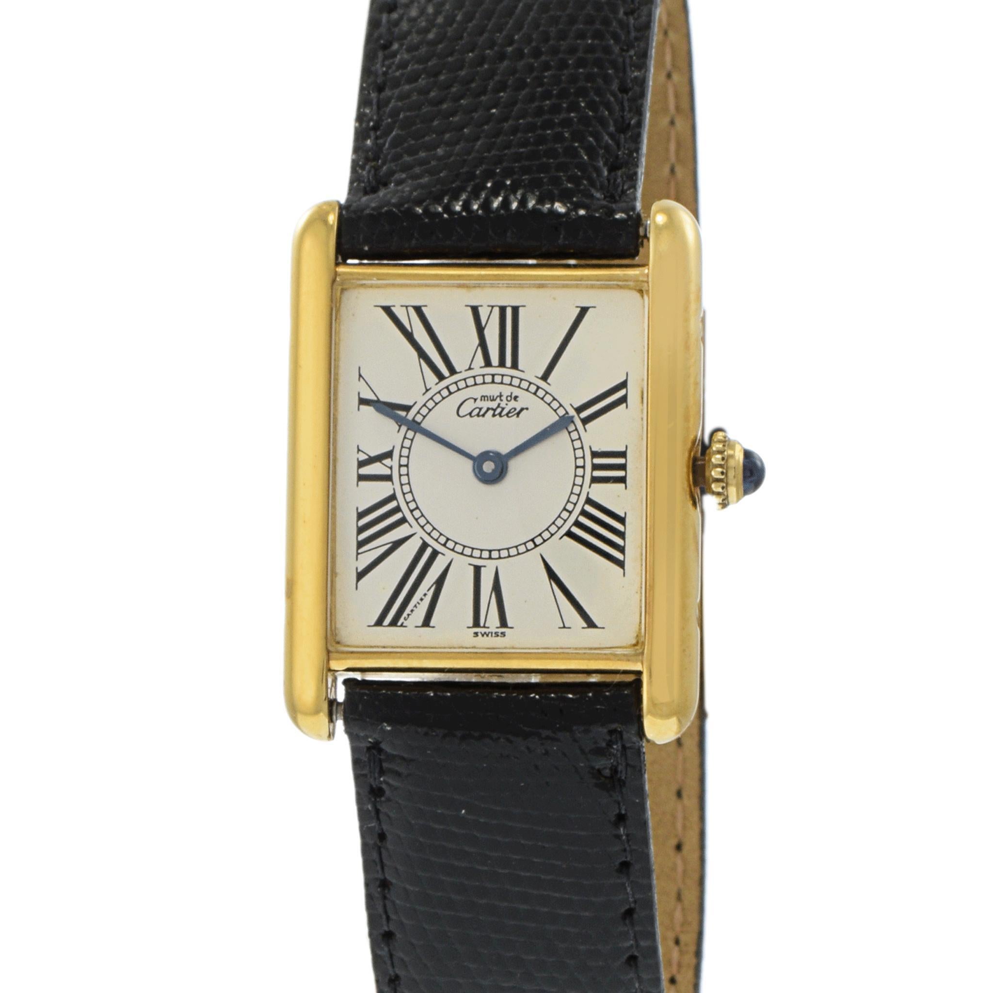 Vintage 1980's Must De Cartier Silver Opaline Dial Quartz 1