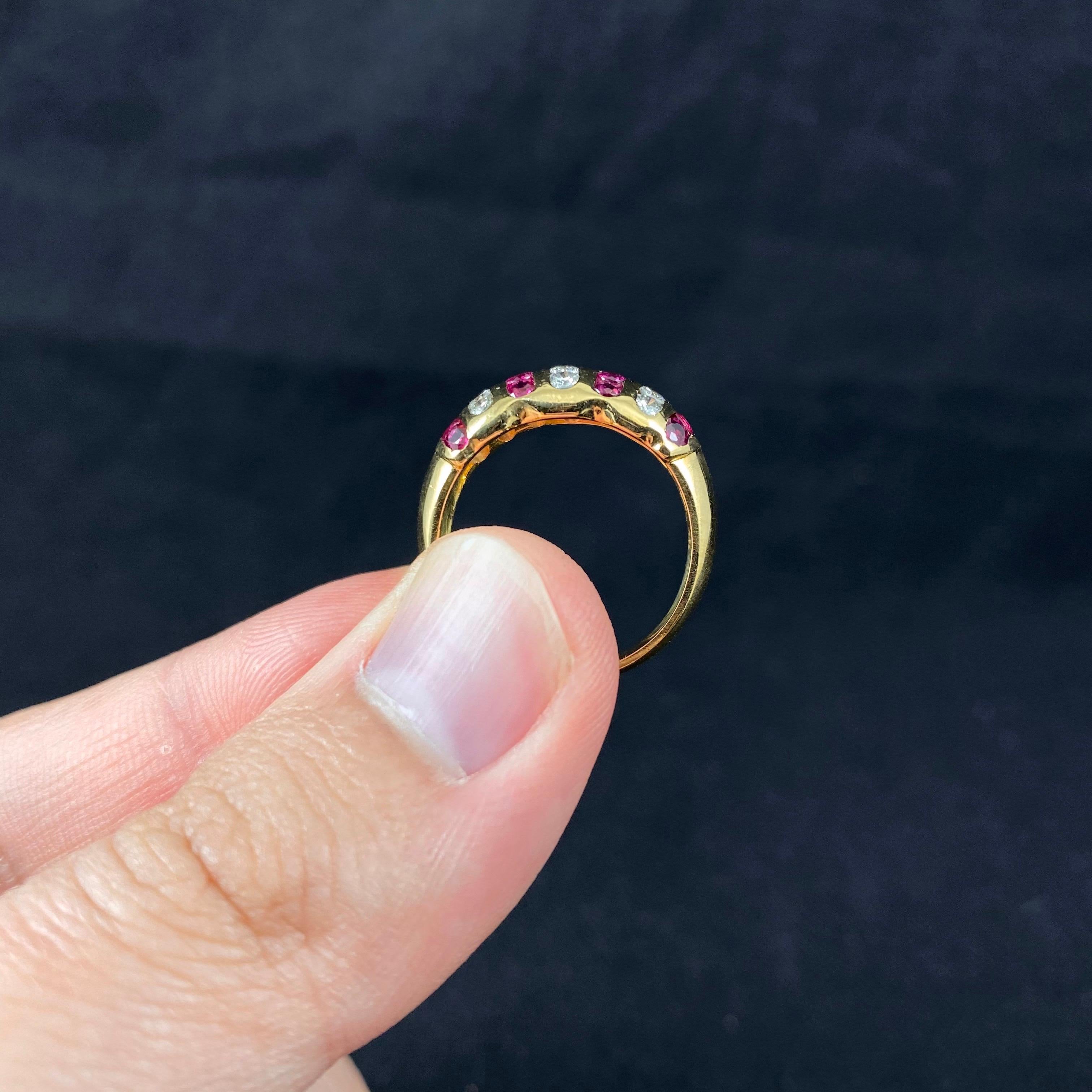 Vintage 1980s Natural Ruby Diamond Bombe Cocktail Ring Yellow Gold Signed For Sale 5