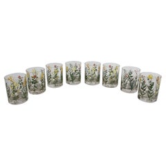 Vintage 1980s Neiman-Marcus Botanical Grasses Theme Bar Rocks Glasses Set of 6