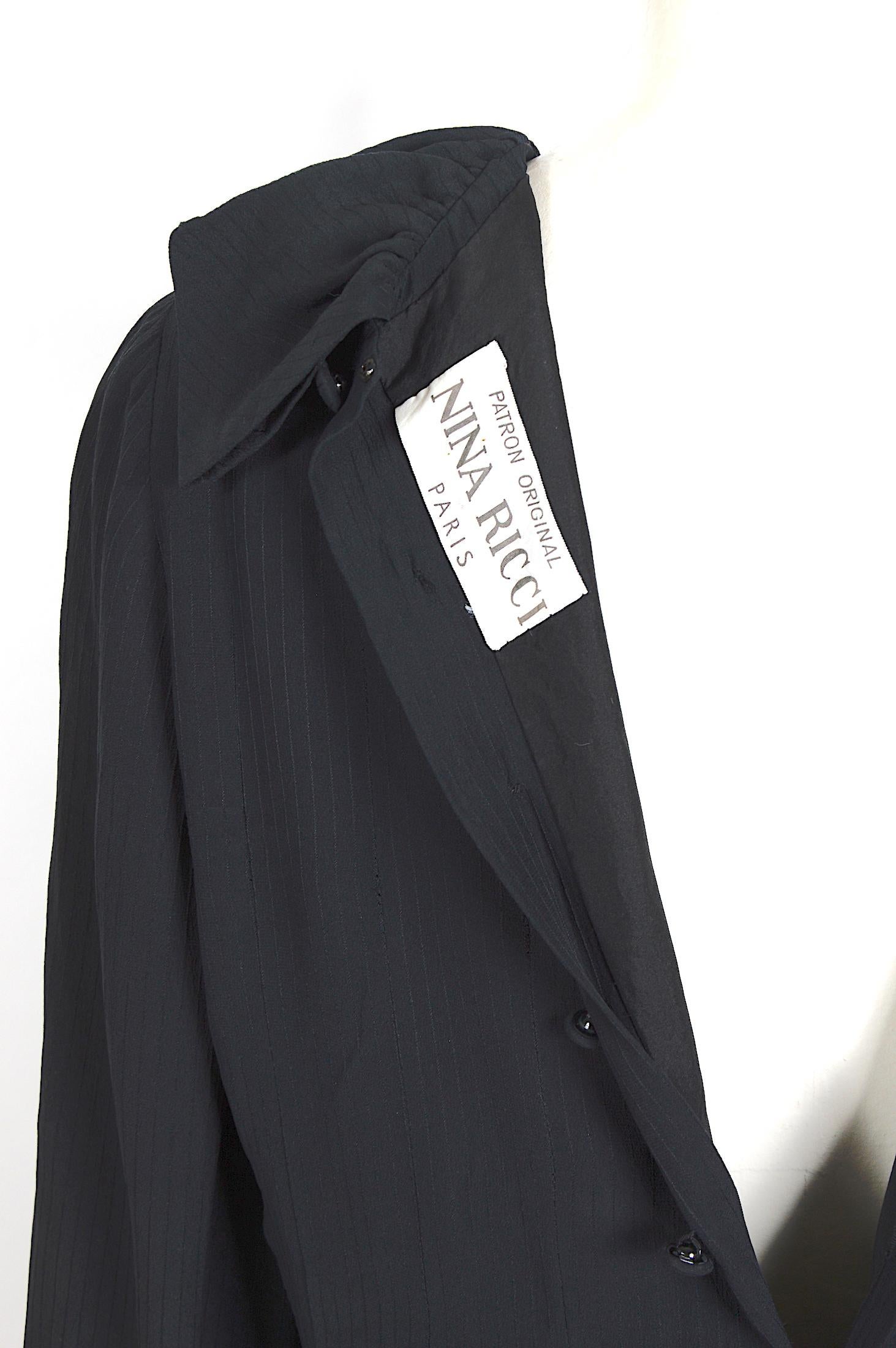 Schwarzes Vintage-Seidenkleid von Nina Ricci, 1980er Jahre im Angebot 3