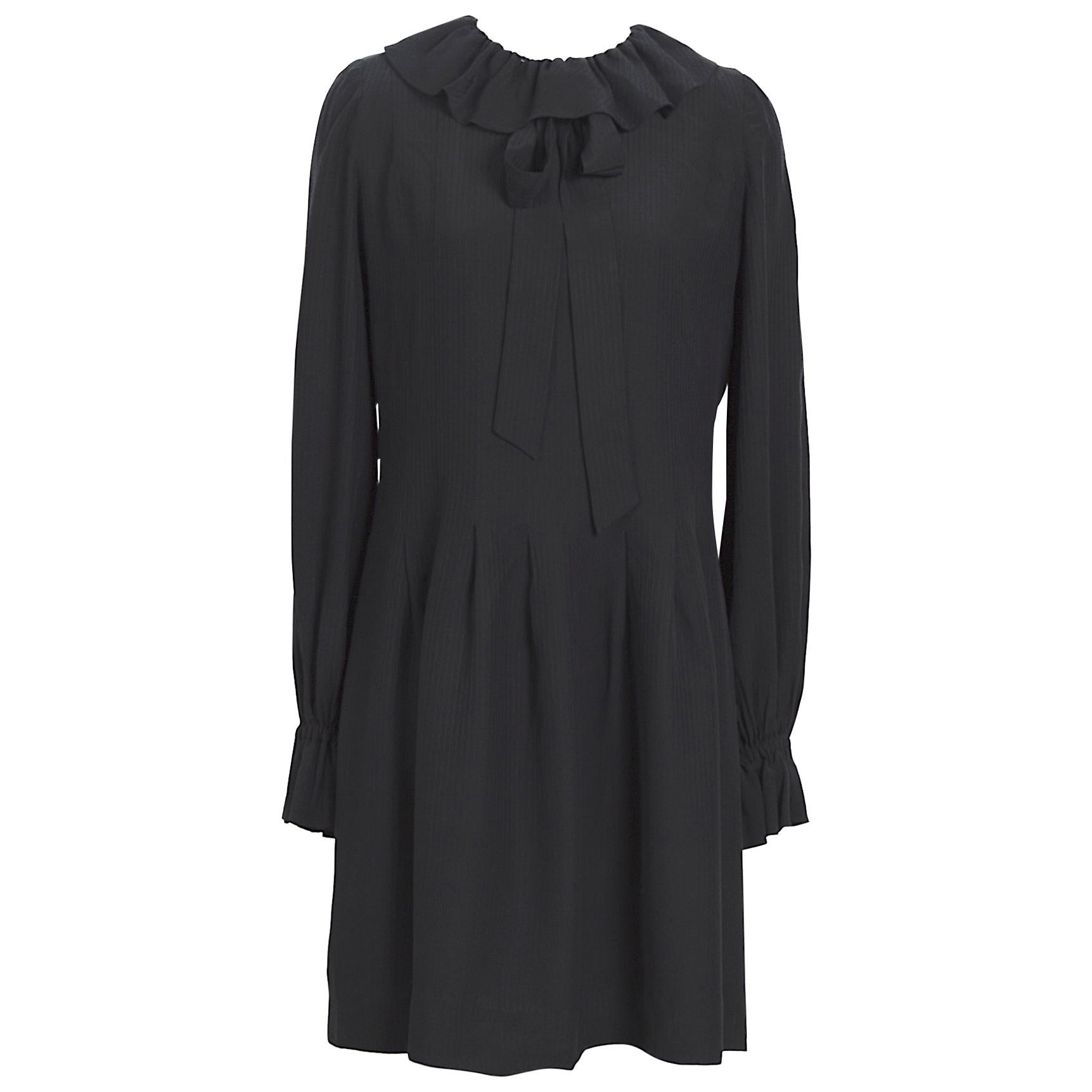 Vintage 1980s Nina Ricci black silk dress For Sale