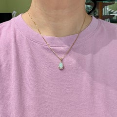 Vintage 1980's Opal and Diamond Pendant 18k Yellow Gold
