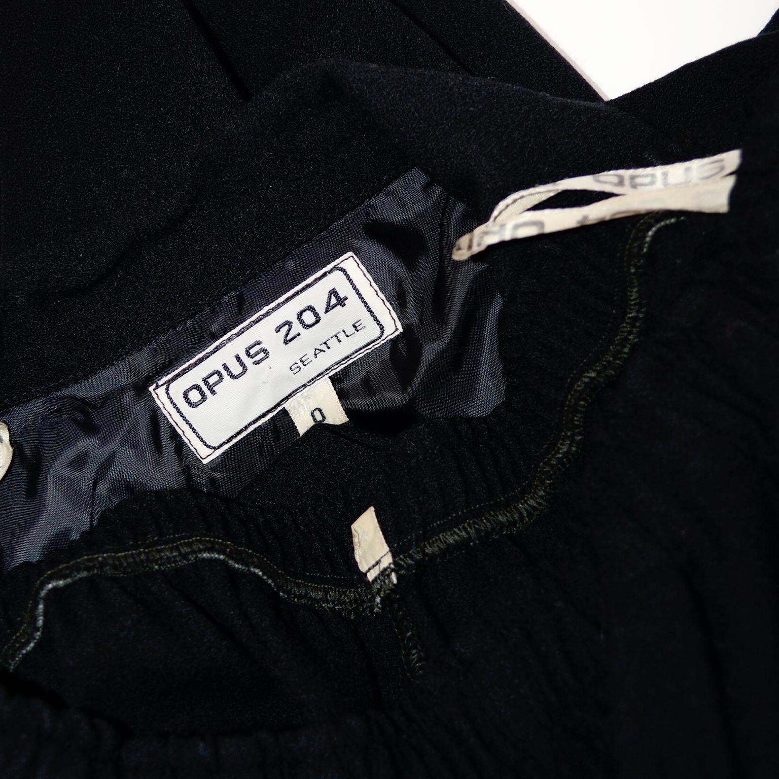 Vintage 1980s Opus 204 Seattle Lightweight Black Wool Jacket & Wide Leg Pants 4
