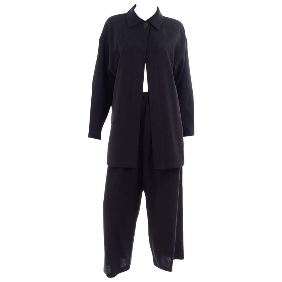 1980s Thierry Mugler Vintage Black Peplum Blazer and Skirt Suit w ...