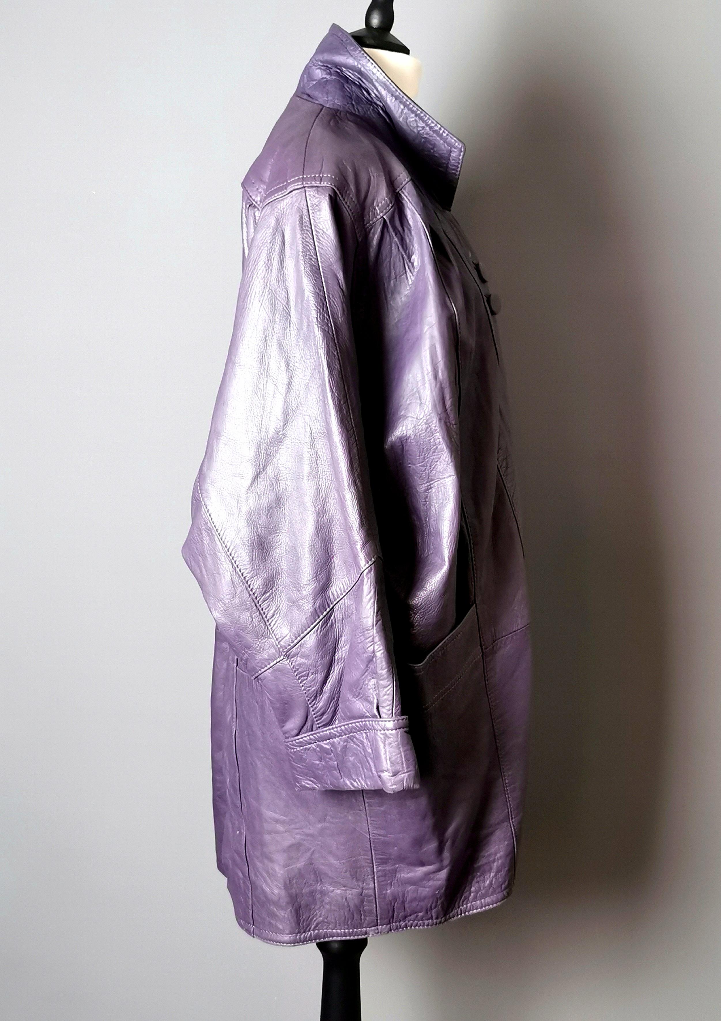 Vintage 1980s oversized leather jacket, purple  4