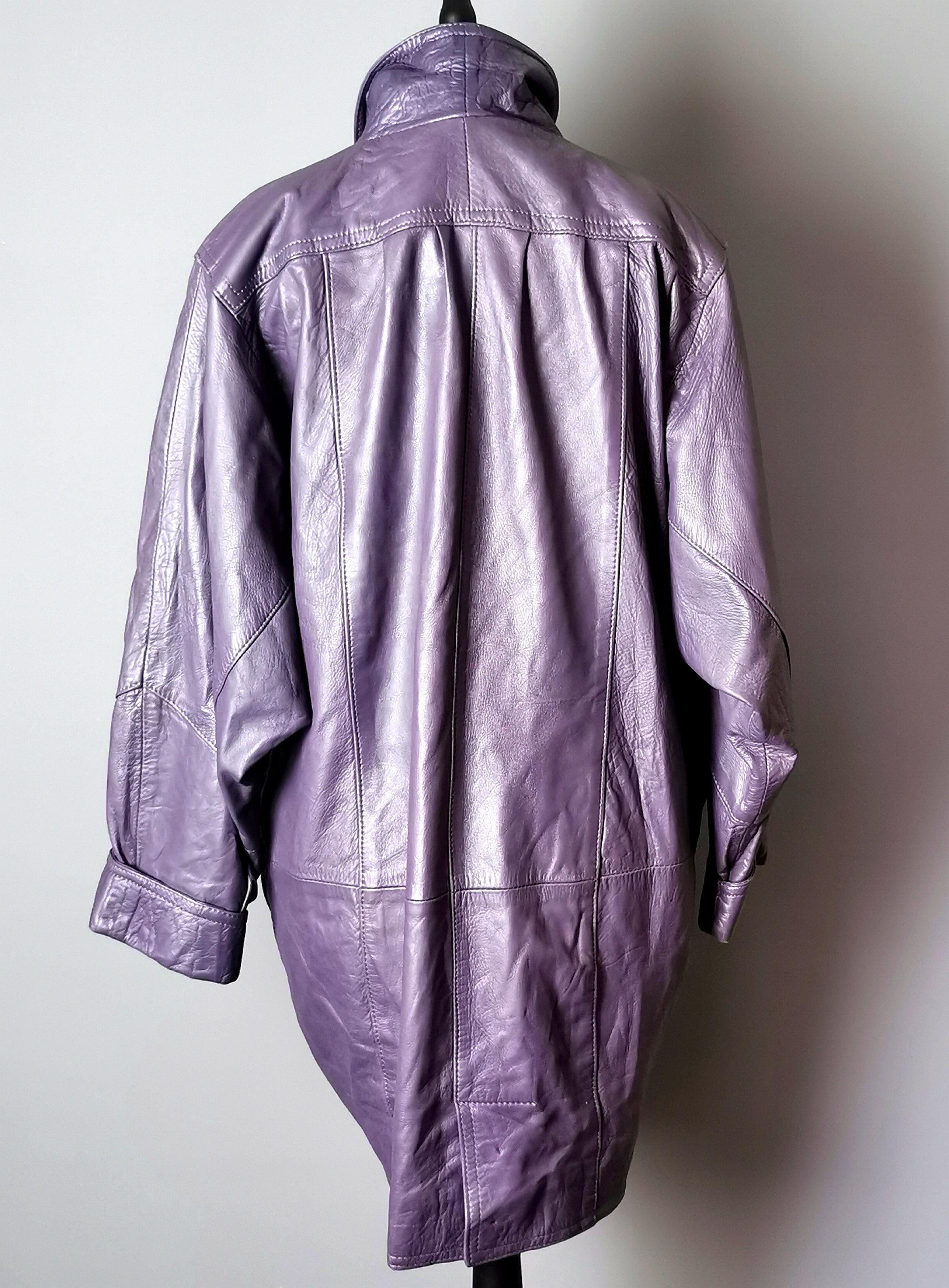 Vintage 1980s oversized leather jacket, purple  2