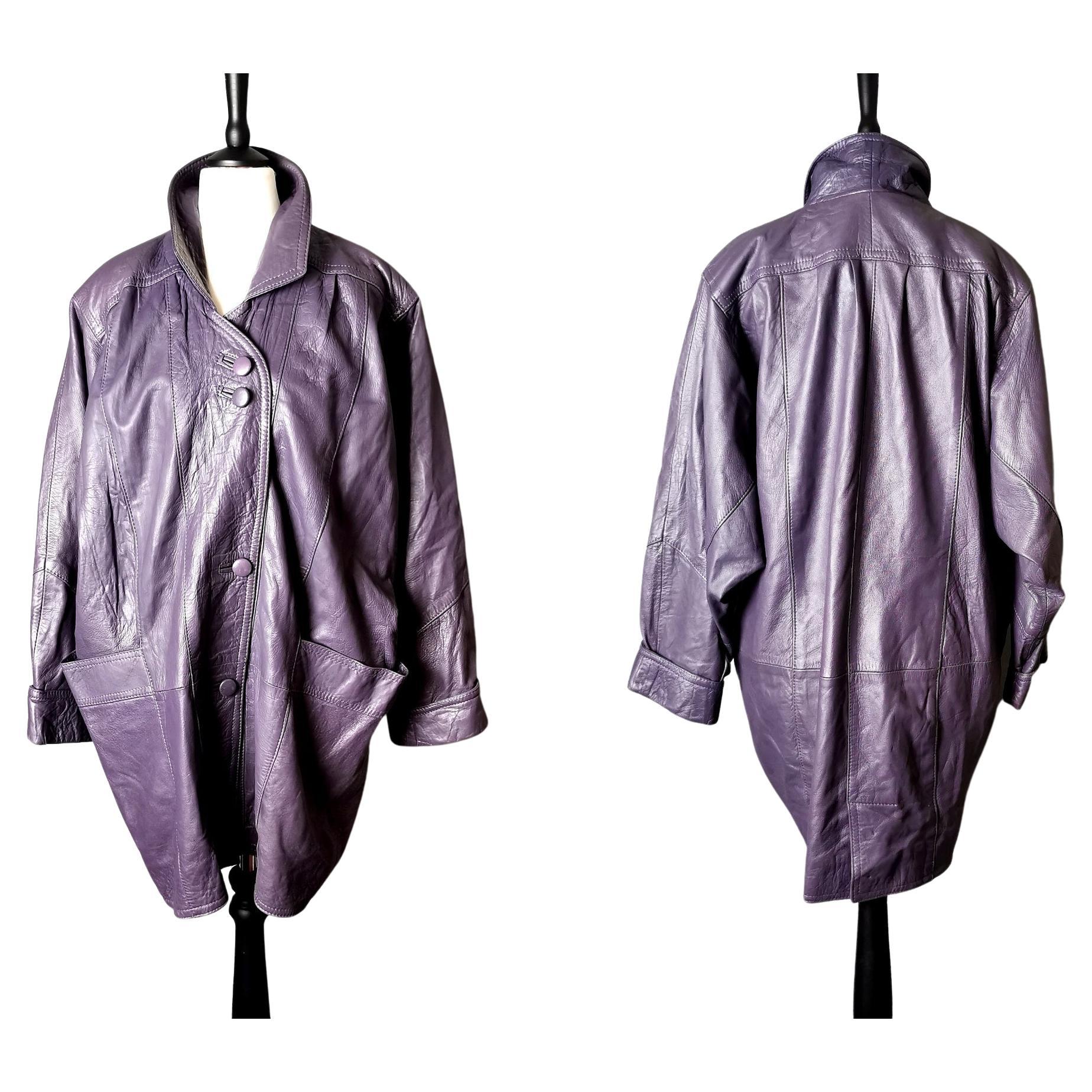 Vintage 1980s oversized leather jacket, purple 
