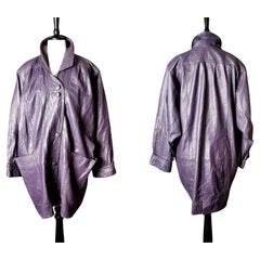 Übergroße Lederjacke aus den 1980er Jahren, lila 